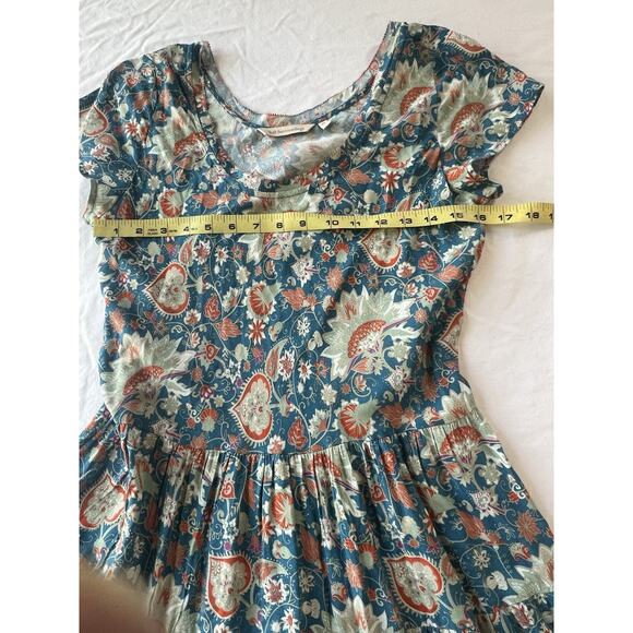 Soft Surroundings Sz XS Kara Floral Maxi Dress in Fiery Teal Blue Jacobean - Picture 11 of 13